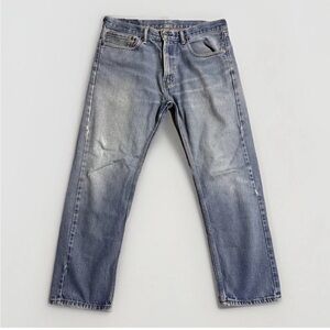 Levis 505 Jeans Mens 34x30 Straight Zip Fly Light Distressed Denim 100% Cotton